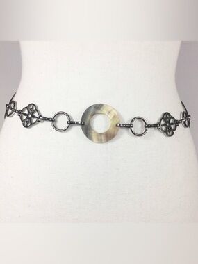 Shell Abalone Chain Link Adjustable Belt, O/S